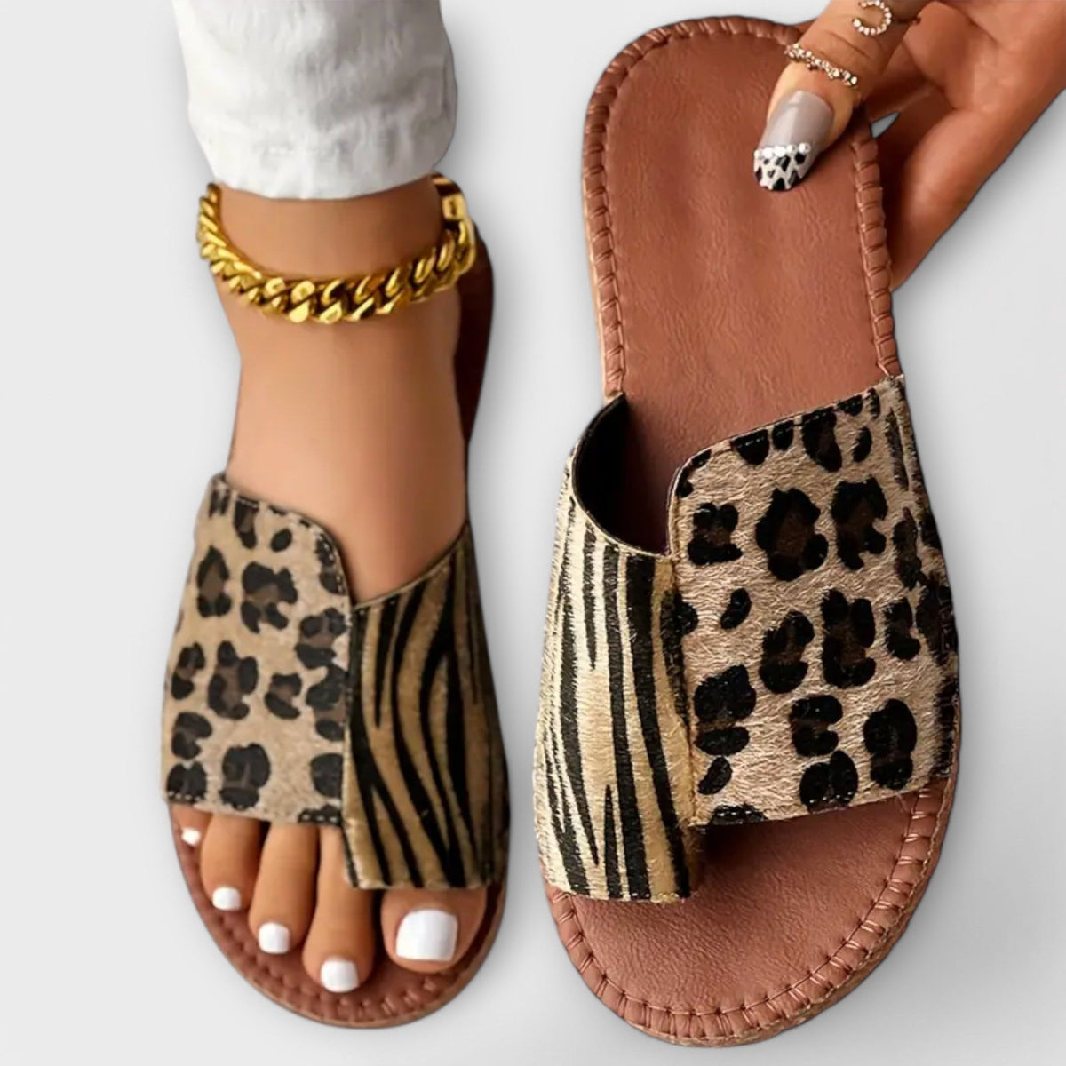 Rachele | Pantofole leopardate bicolori