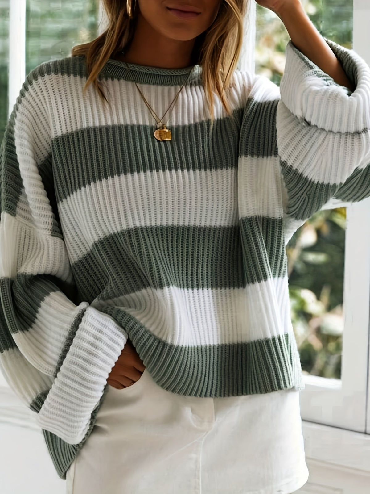 Ornella | Maglione a collo rotondo a righe