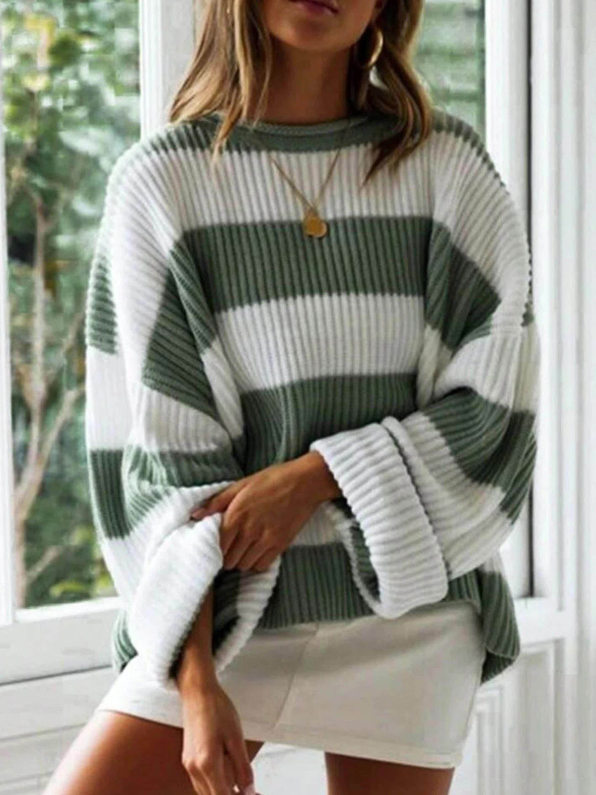 Ornella | Maglione a collo rotondo a righe