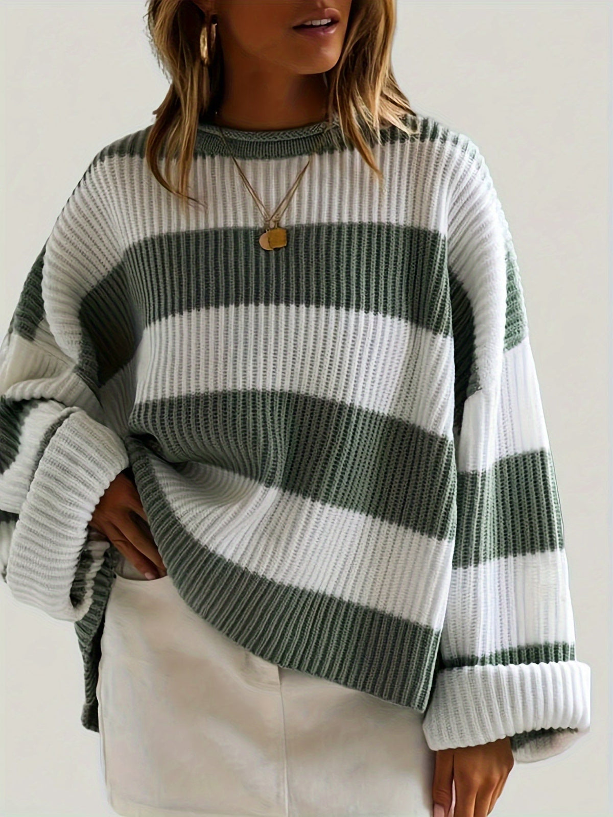 Ornella | Maglione a collo rotondo a righe