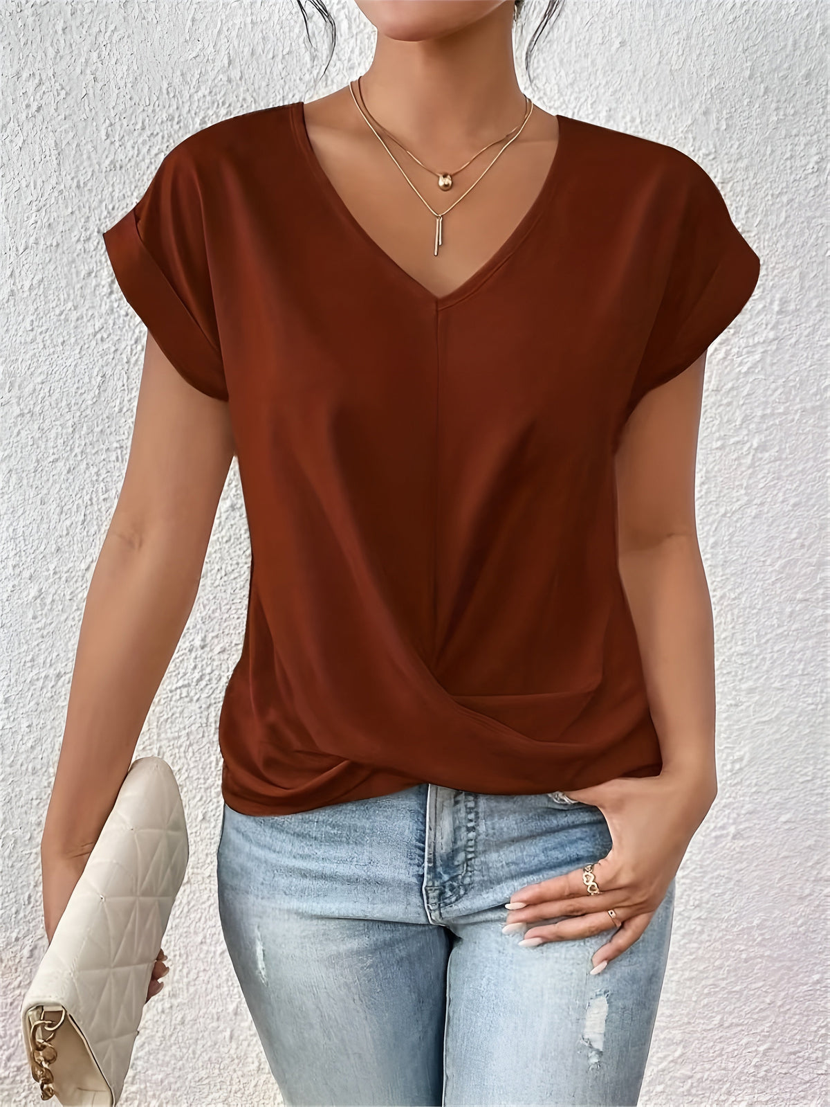 Sofia™ – T-shirt Casual con Scollo a Cuore a V