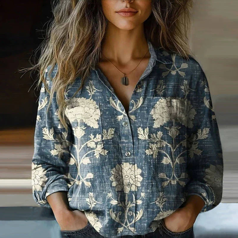 Nives™ | Blusa con Stampa Vintage