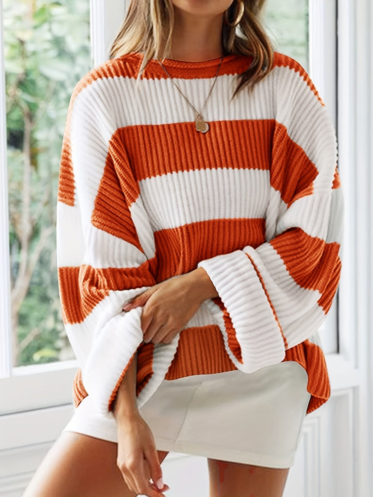 Ornella | Maglione a collo rotondo a righe