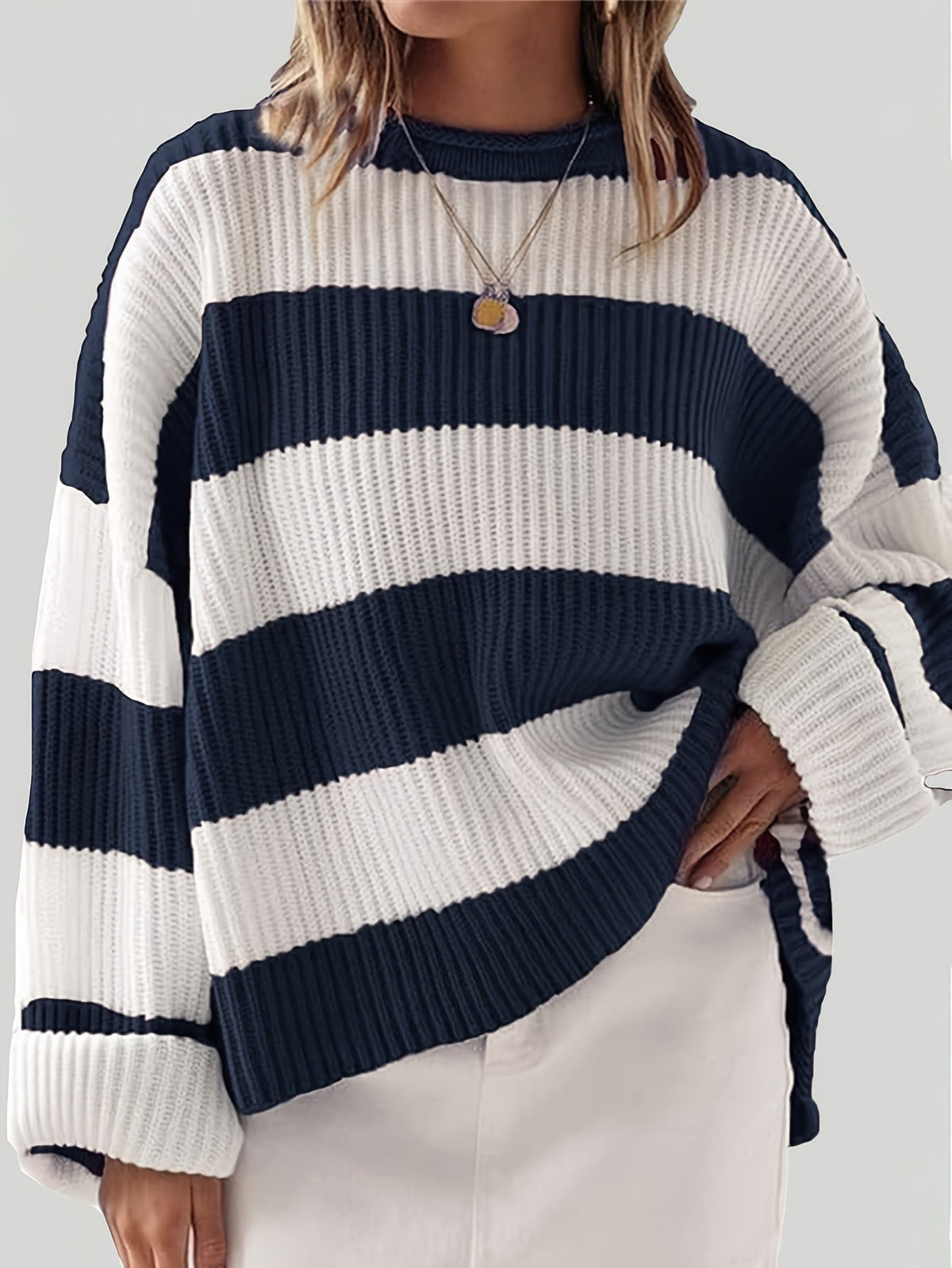 Ornella | Maglione a collo rotondo a righe