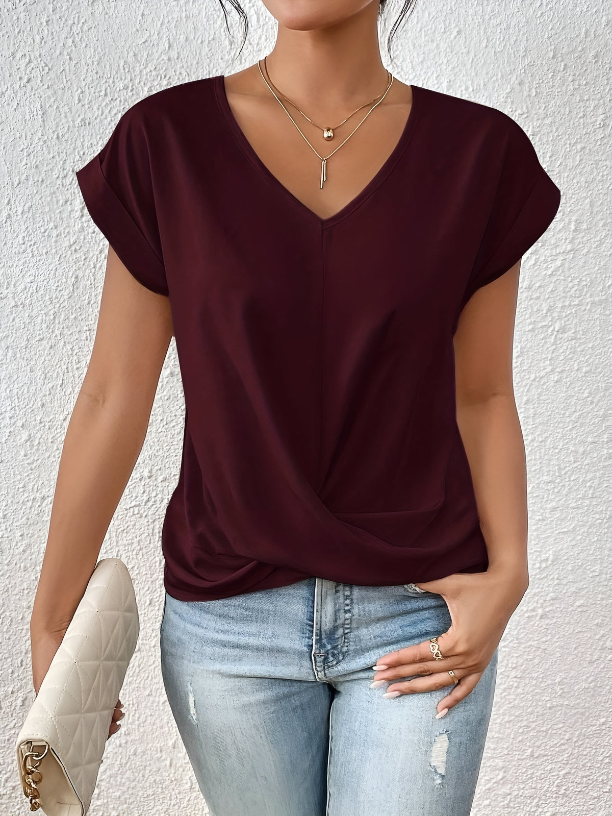 Sofia™ – T-shirt Casual con Scollo a Cuore a V