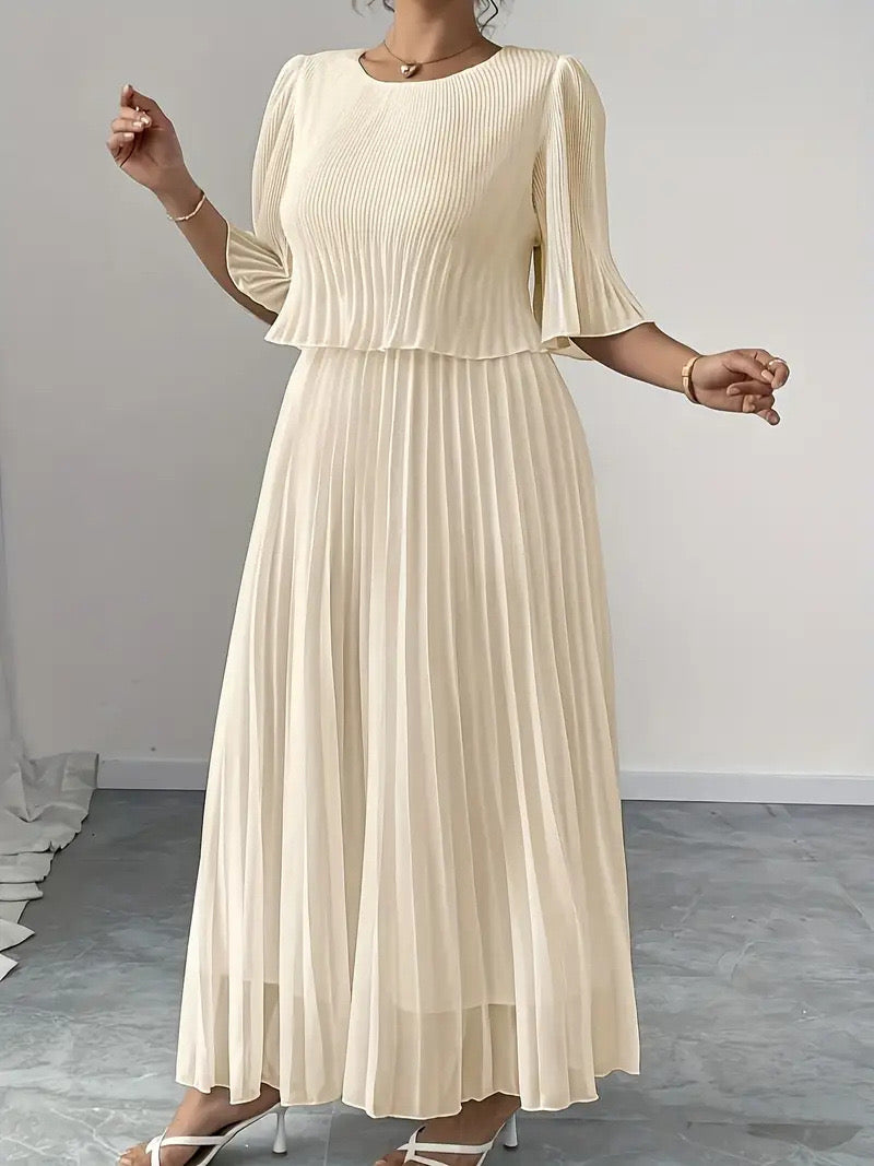 Aveline - Abito Monocolore con Chiffon