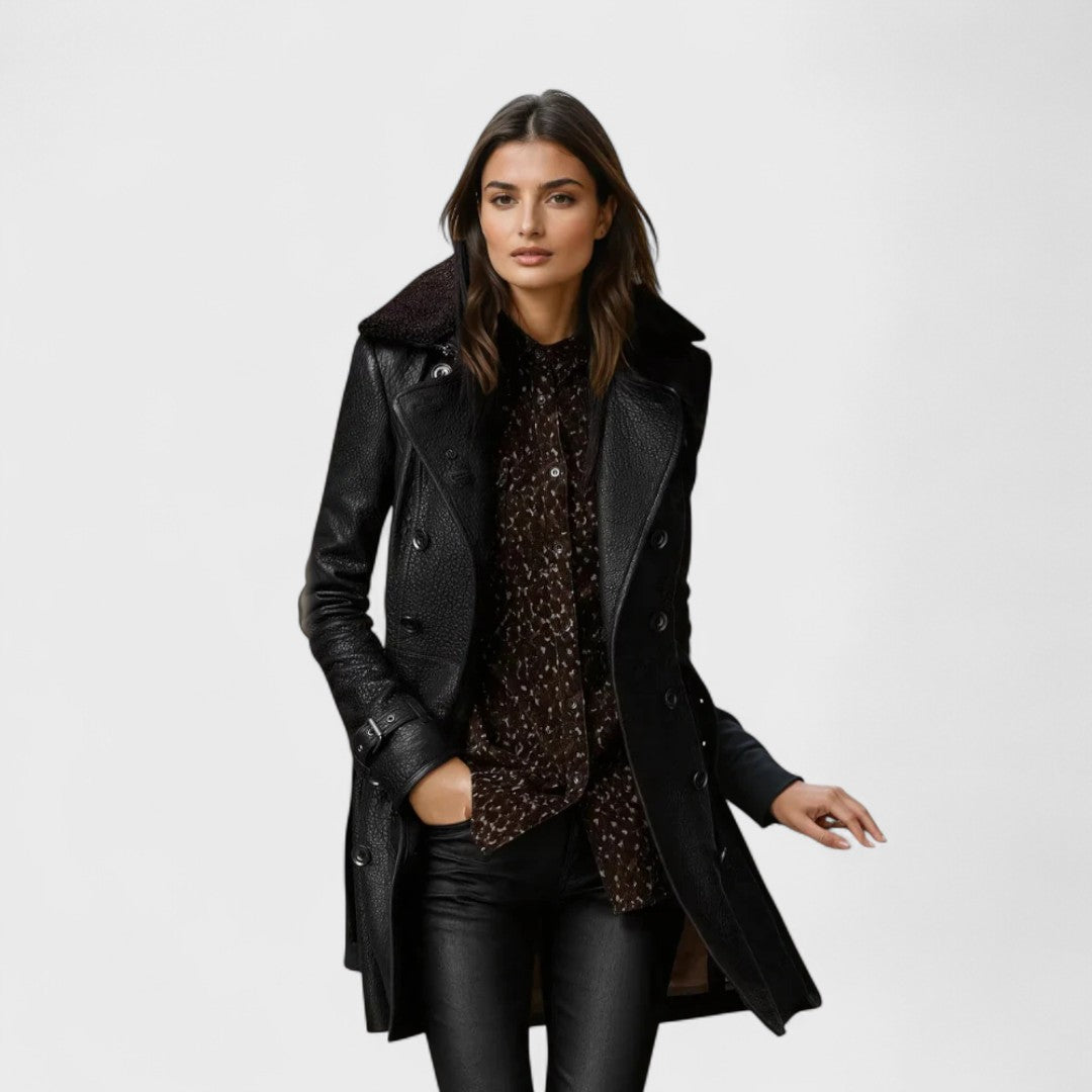 Marie - Elegante Cappotto 3/4 in Pelle
