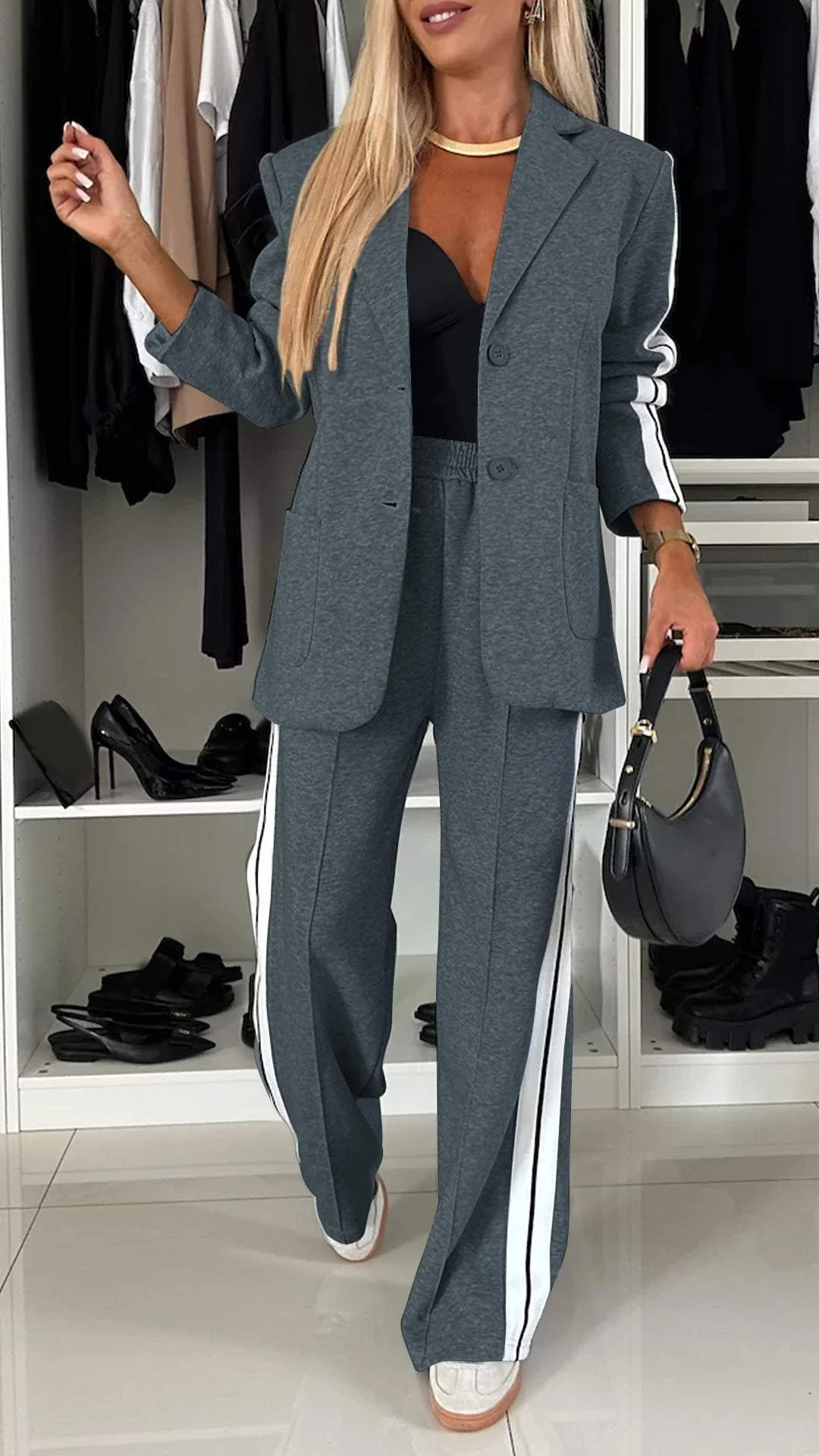 Anna™ | Completo Due Pezzi a Righe in Pile