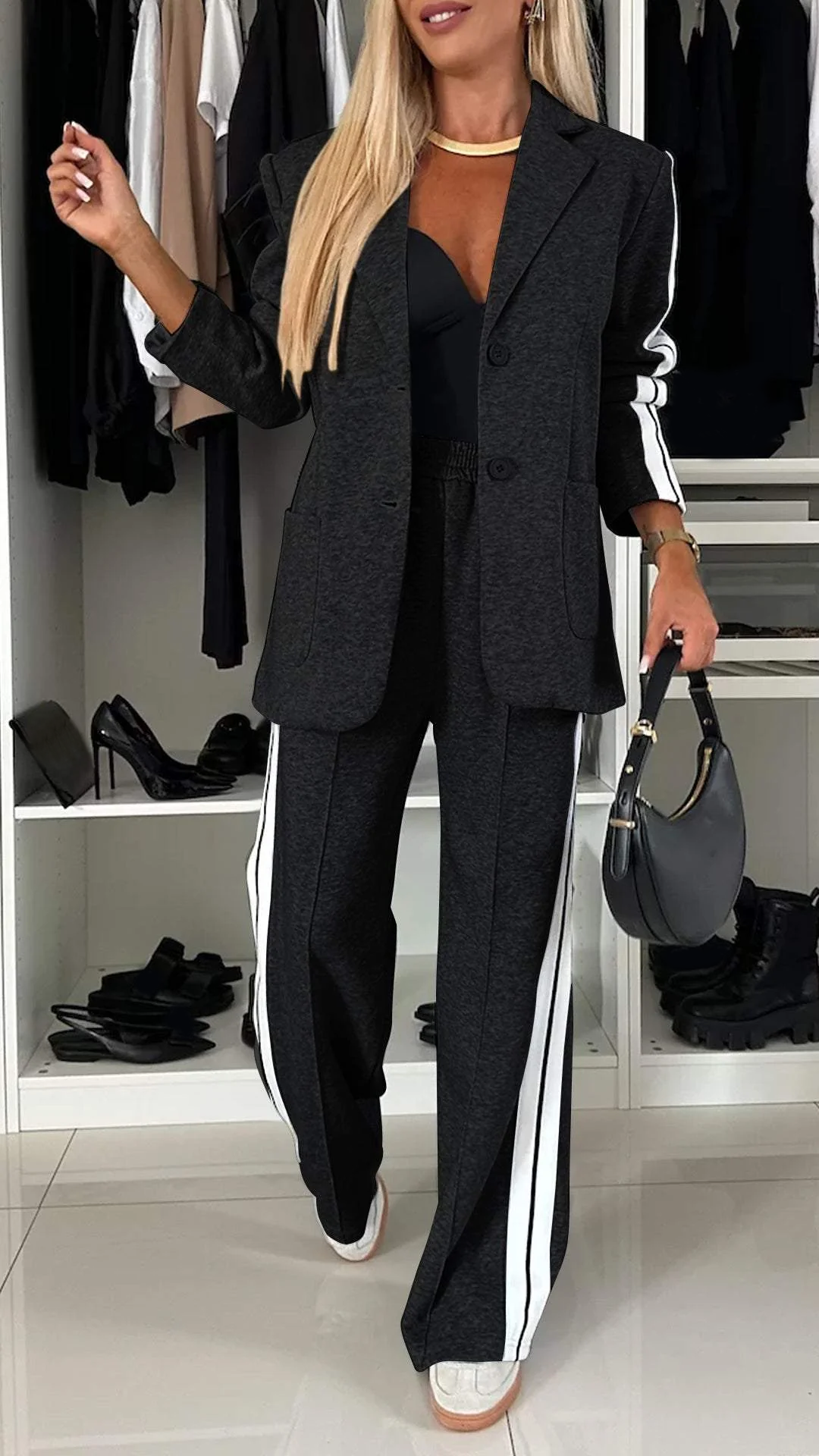 Anna™ | Completo Due Pezzi a Righe in Pile
