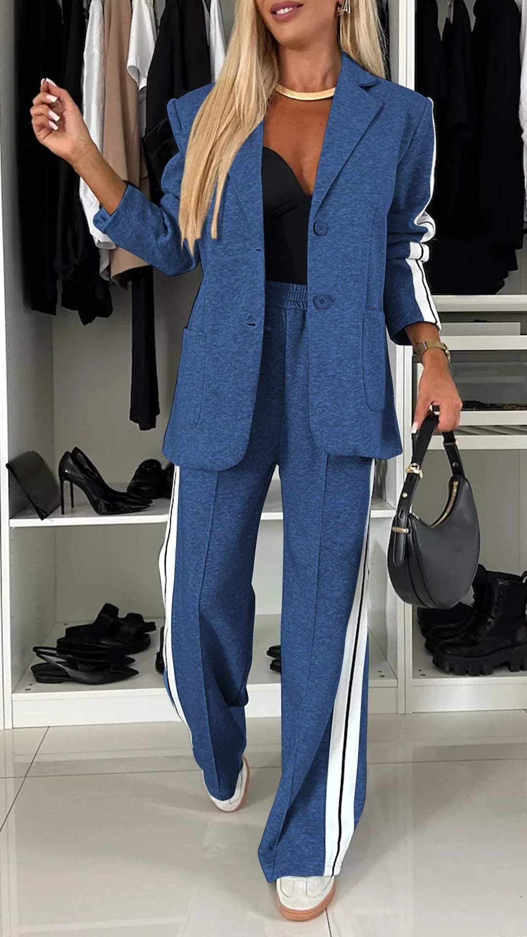 Anna™ | Completo Due Pezzi a Righe in Pile
