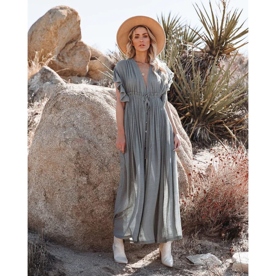Sara™ | Abito Maxi Stile Ibiza Verde/Grigio
