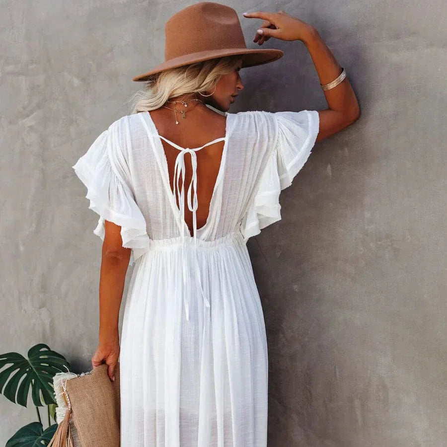 Jente™ | Maxi Abito Bianco da Spiaggia