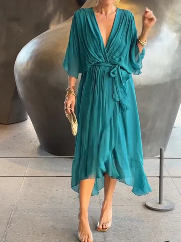 GINEVRA™ | Elegante Abito Lungo con Scollo Femminile