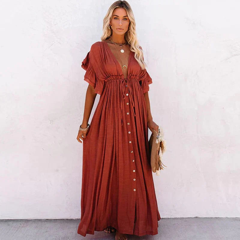 Julie™ | Vestito Lungo Rosso da Spiaggia
