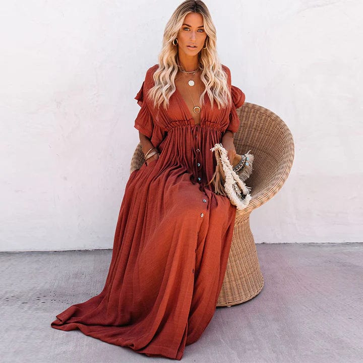 Julie™ | Vestito Lungo Rosso da Spiaggia