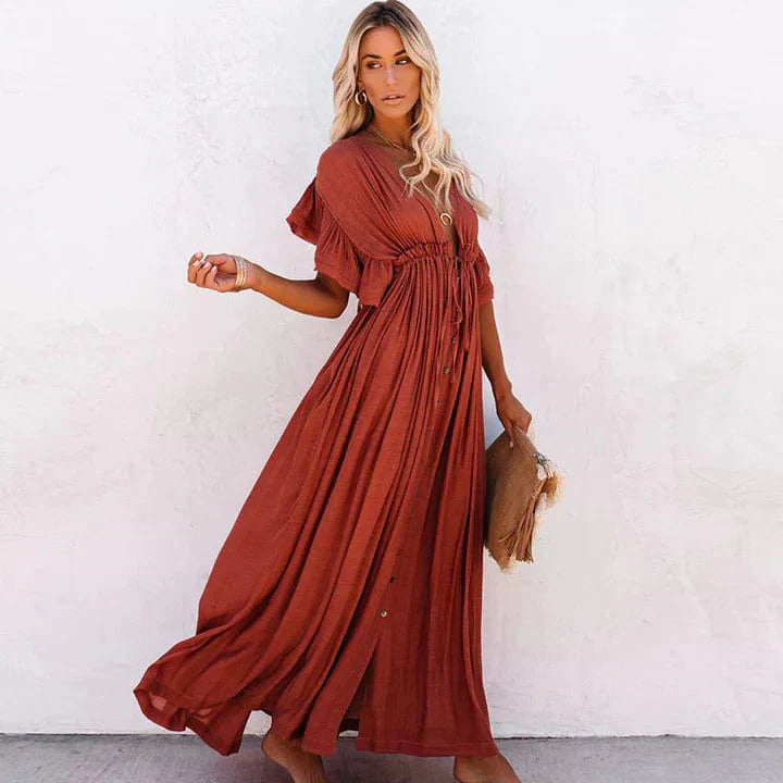 Julie™ | Vestito Lungo Rosso da Spiaggia