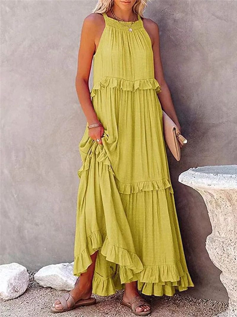 Meave™ | Maxi Abito Estivo Giallo per Occasioni Festive