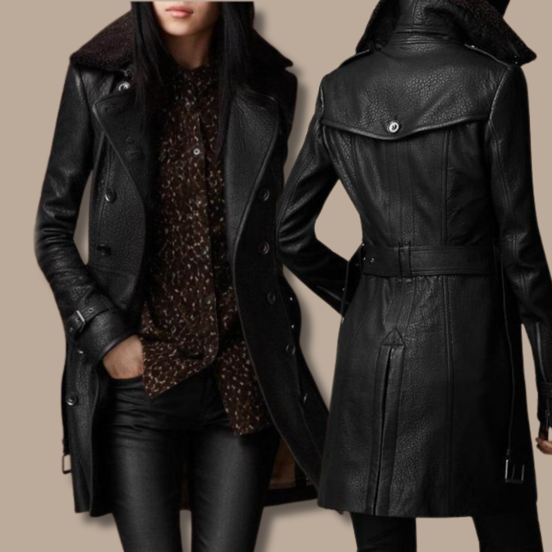 Marie - Elegante Cappotto 3/4 in Pelle