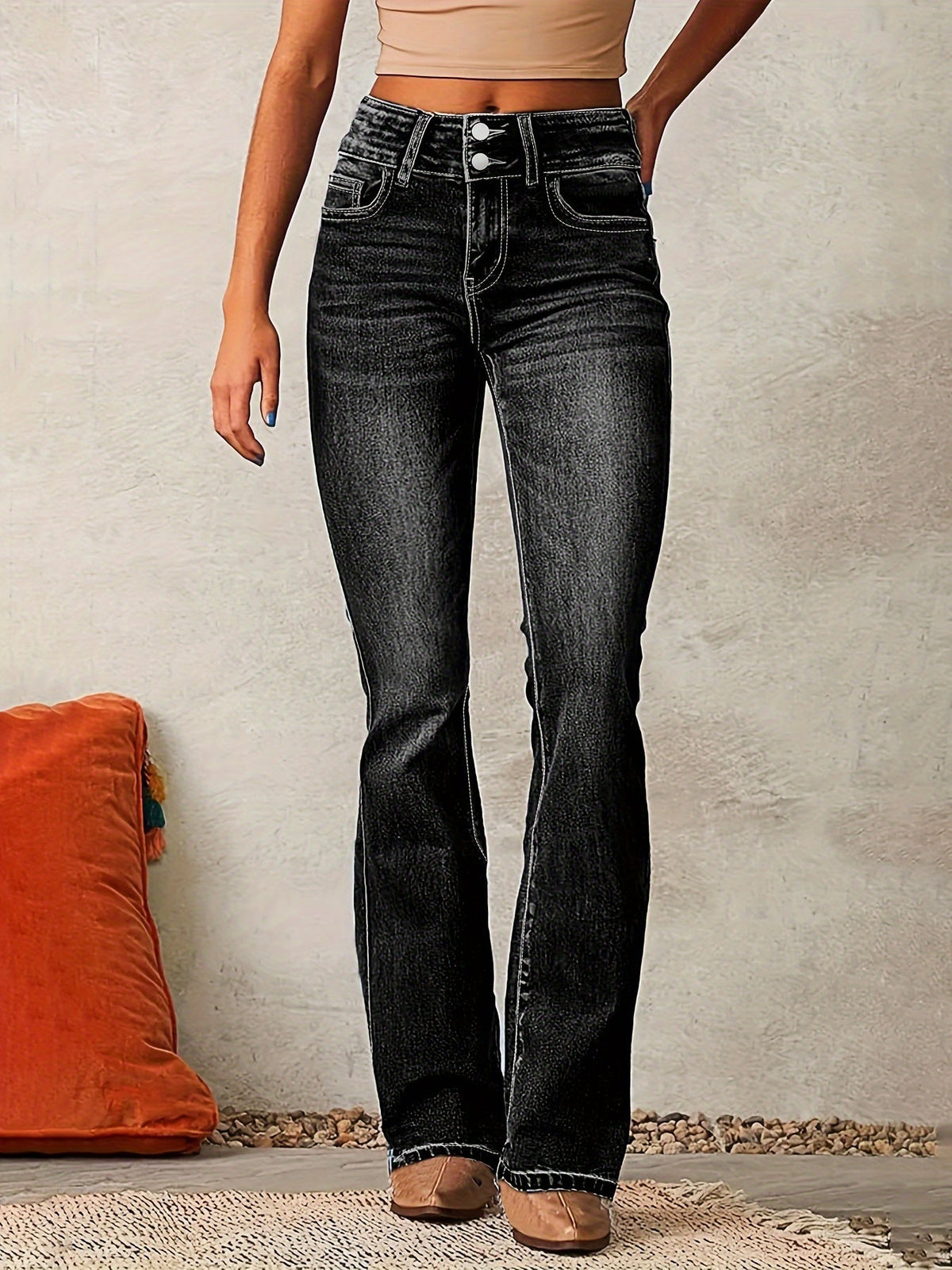 Aya™ | Jeans a Zampa a Vita Alta