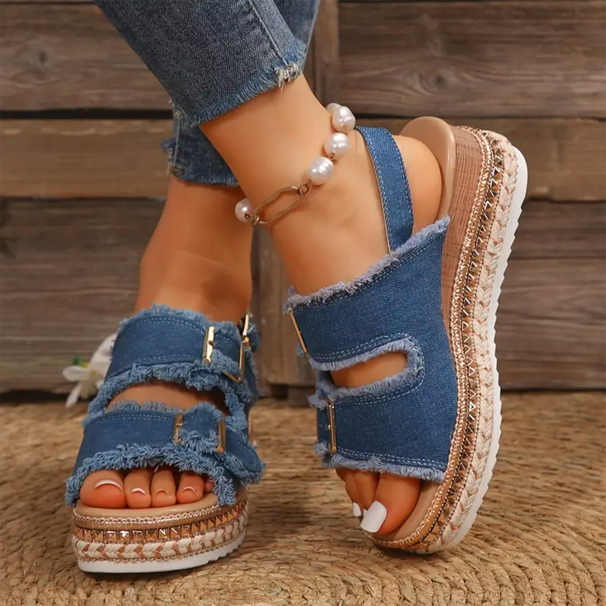 Ayla - Wedges in Denim Casual