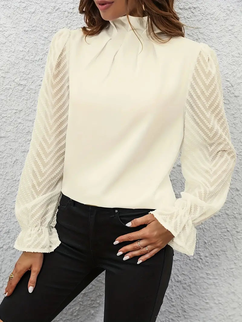 Kolbrun™ | Top Elegante Plissettato con Maniche in Rete