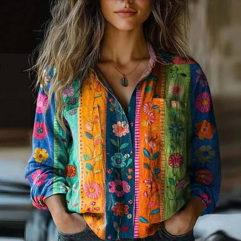 Nives™ | Blusa con Stampa Vintage