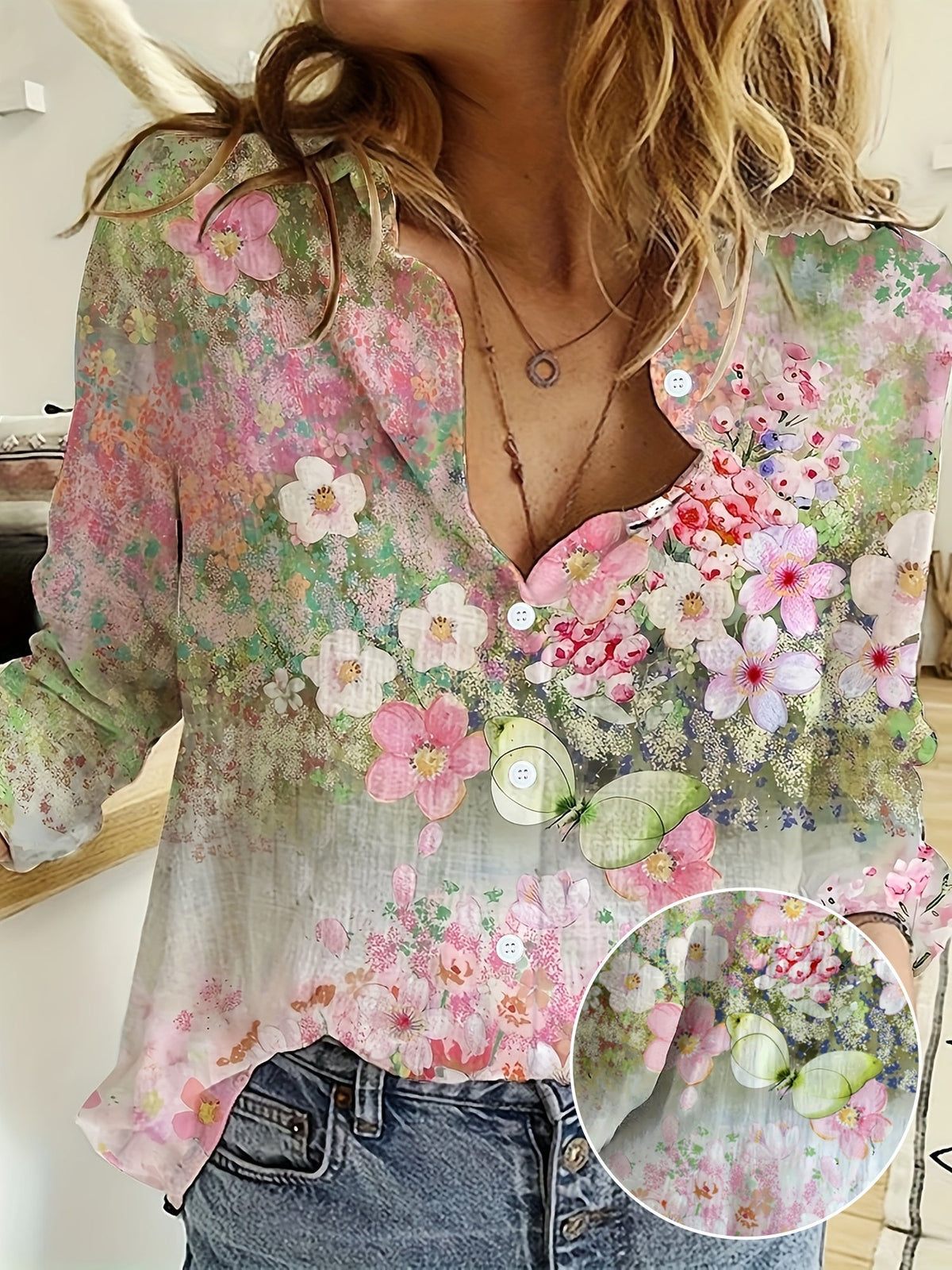 Mira™ | Camicia a maniche lunghe con colletto e stampa floreale