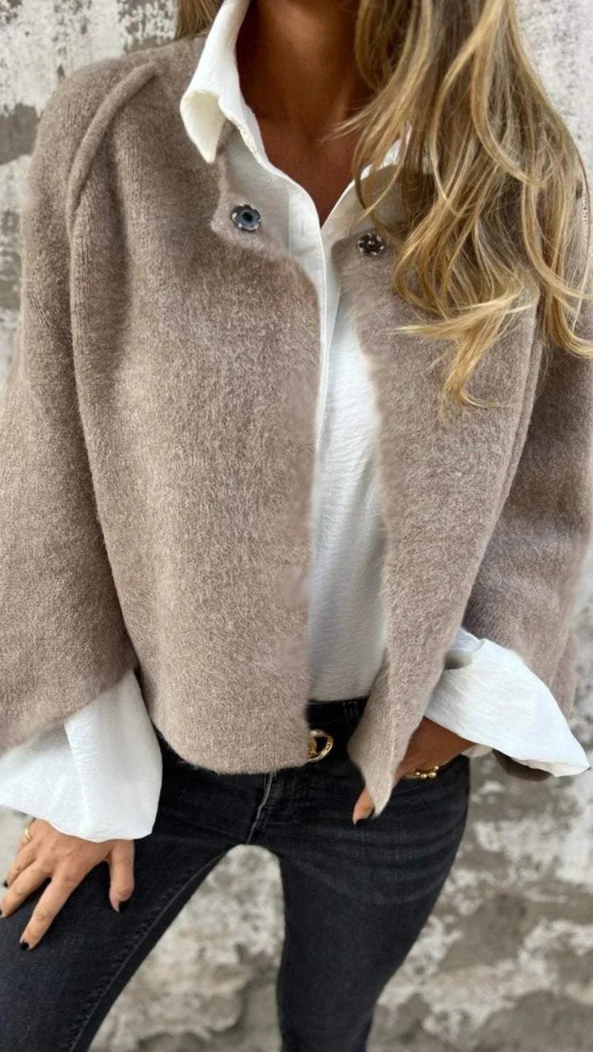 Celeste™ - Cappotto di Lana con Collo Rotondo e Maniche Lunghe