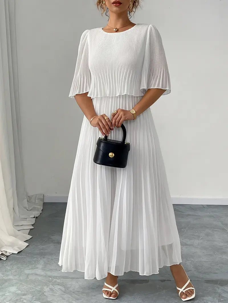 Aveline - Abito Monocolore con Chiffon