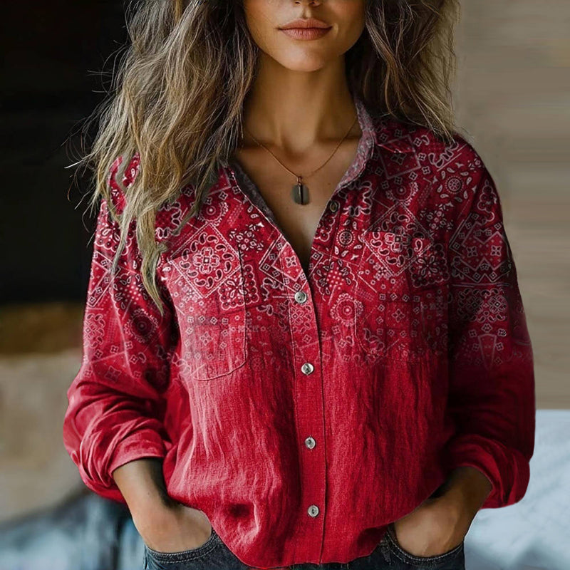 Nives™ | Blusa con Stampa Vintage