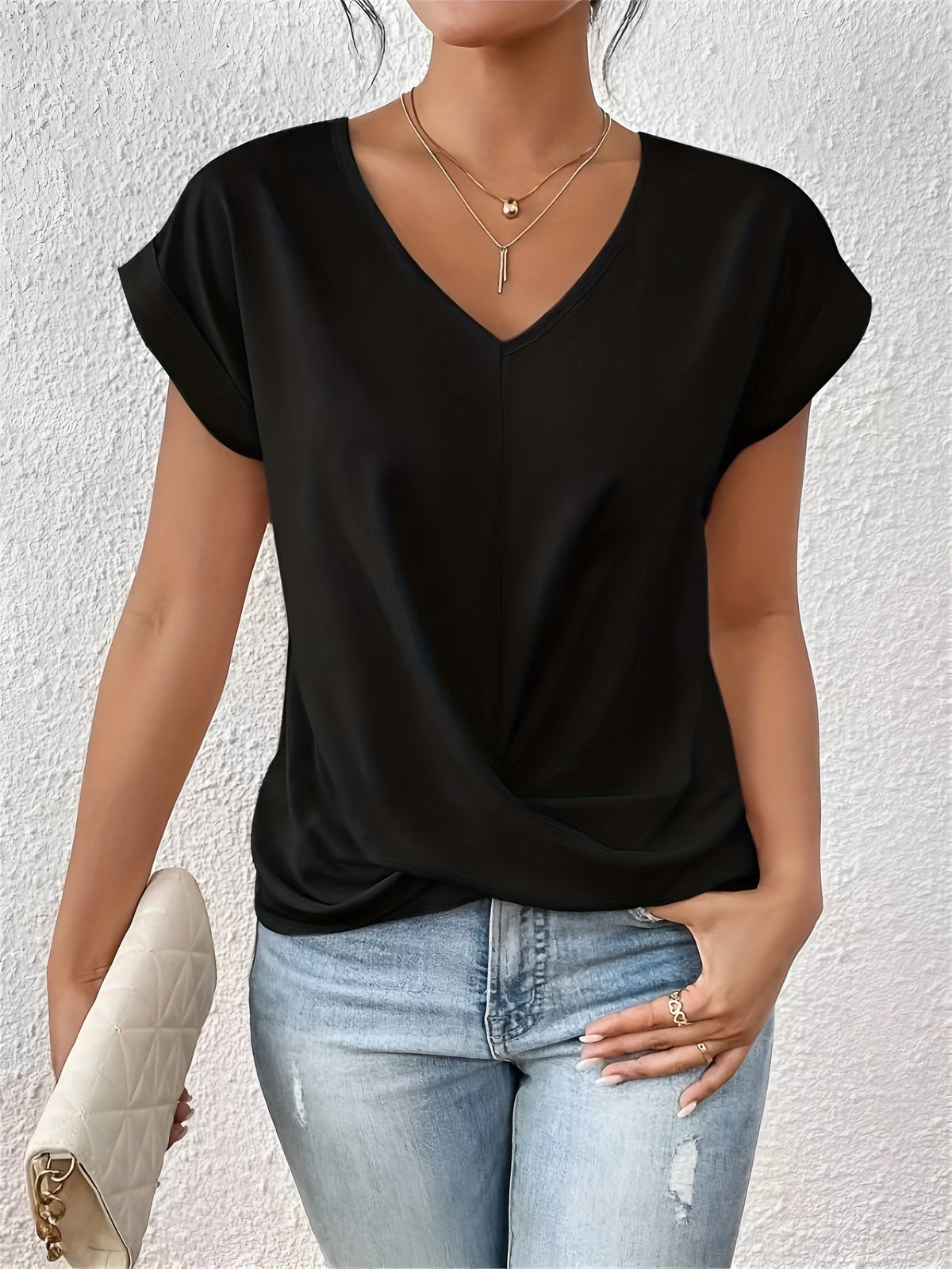 Sofia™ – T-shirt Casual con Scollo a Cuore a V
