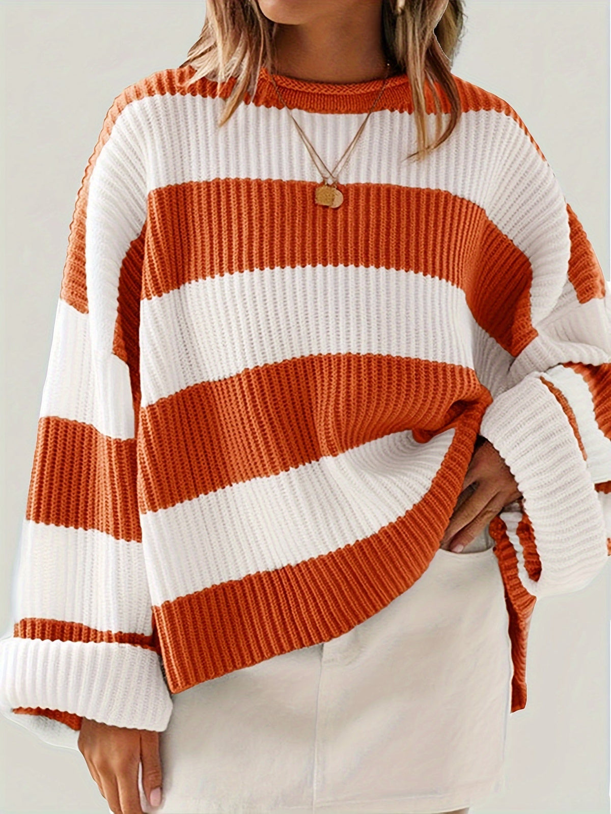 Ornella | Maglione a collo rotondo a righe