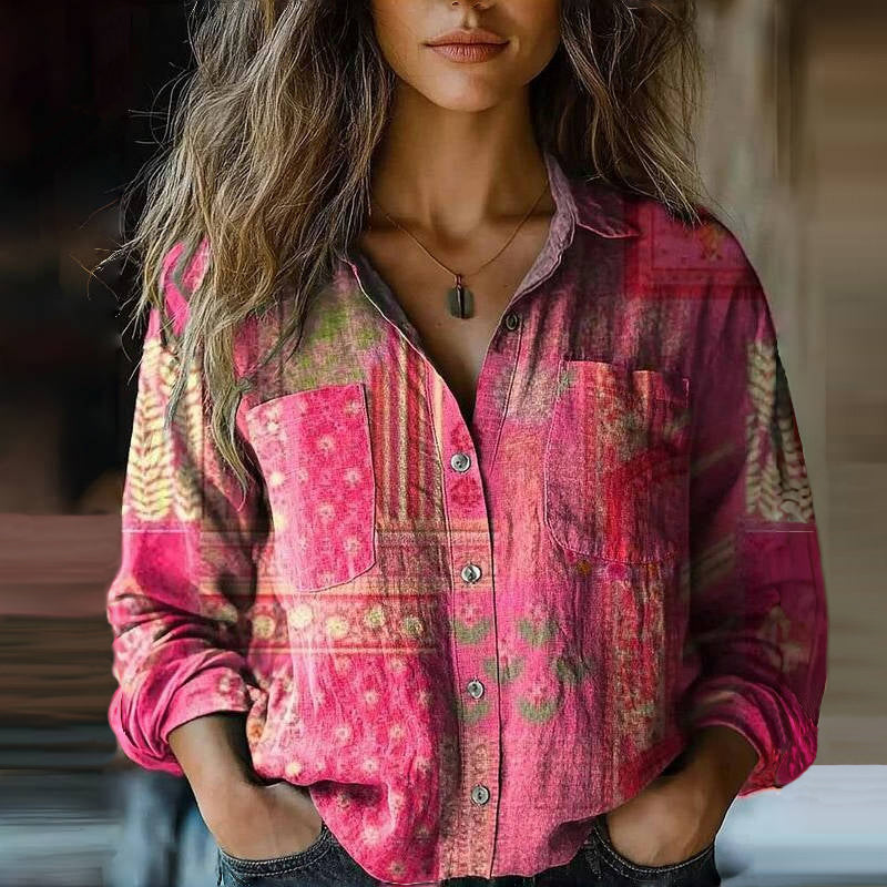 Nives™ | Blusa con Stampa Vintage