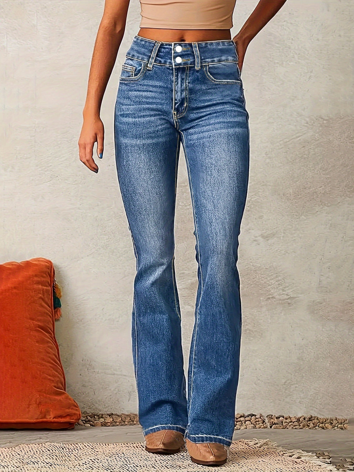 Aya™ | Jeans a Zampa a Vita Alta