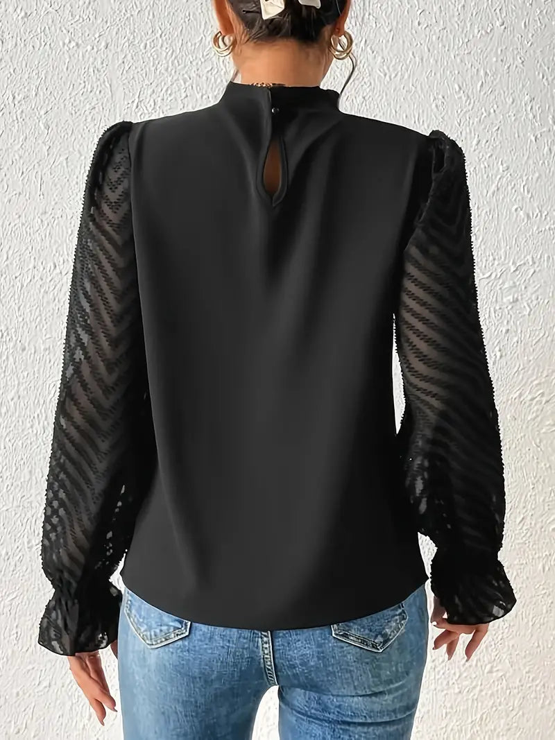 Kolbrun™ | Top Elegante Plissettato con Maniche in Rete