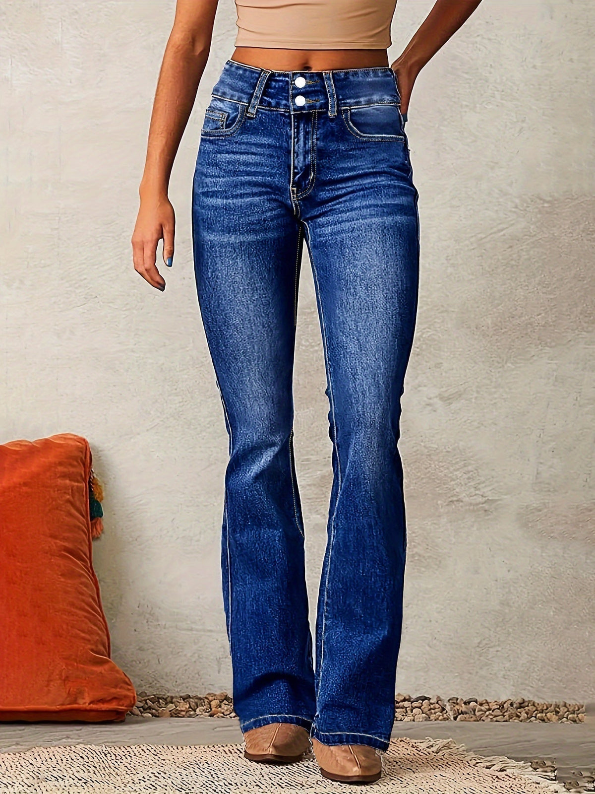 Aya™ | Jeans a Zampa a Vita Alta