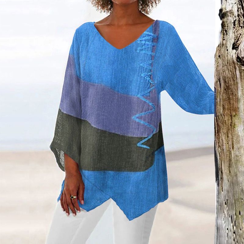 Helene | Top Color Block con Scollo a V Raffinato