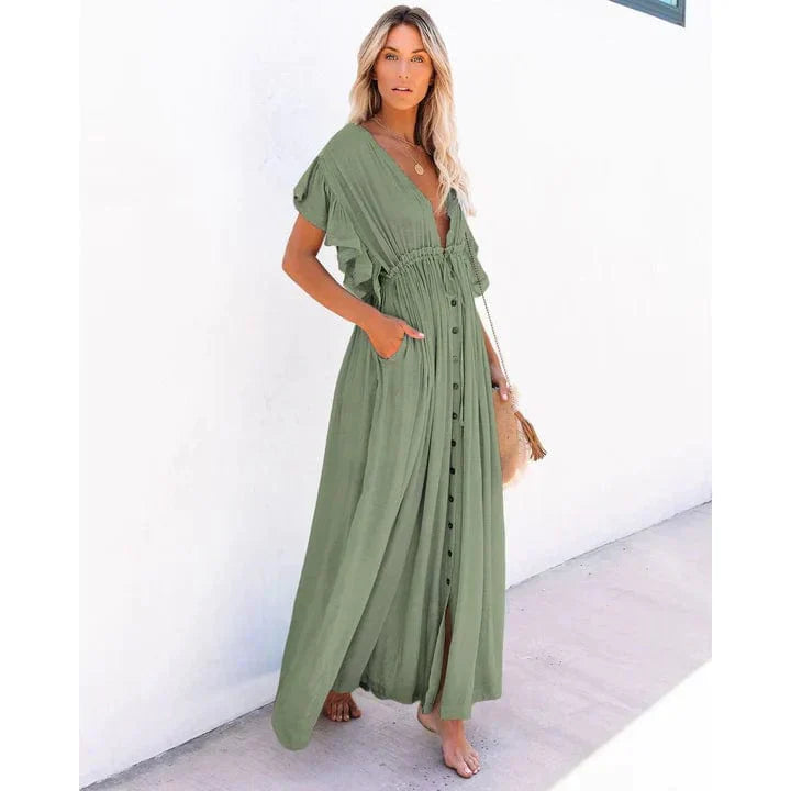 Puck™ | Abito Maxi Verde Stile Ibiza