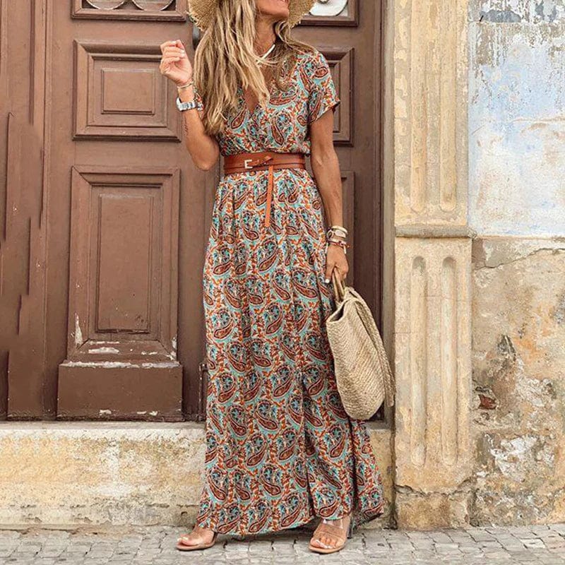 Sanne™ | Abito Maxi Stile Ibiza con Vita Morbida