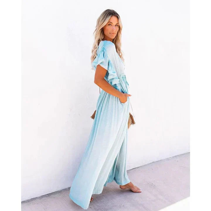 Luna™ | Abito Maxi Azzurro Stile Ibiza