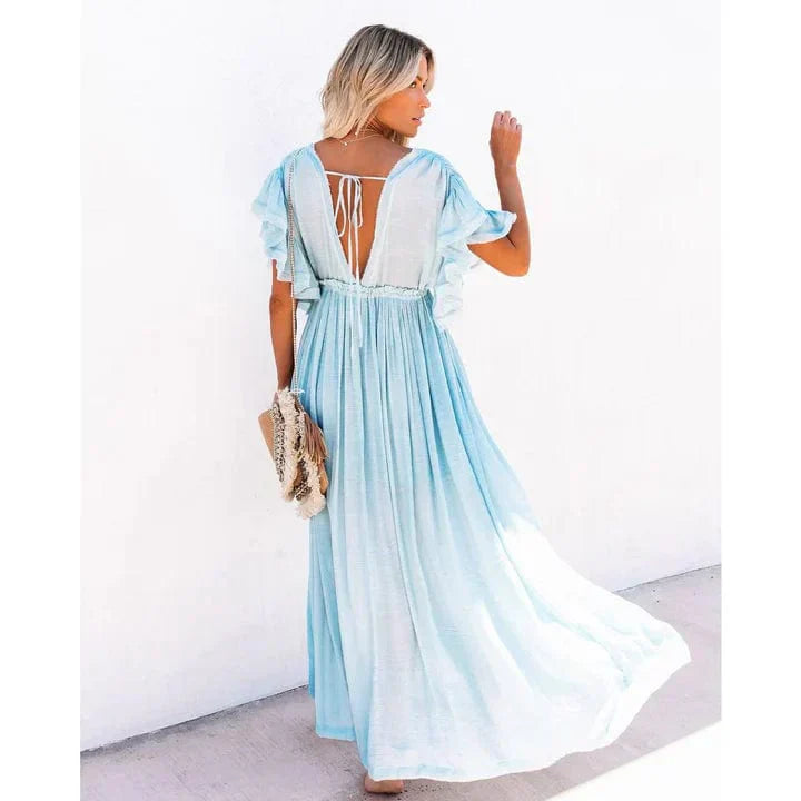 Luna™ | Abito Maxi Azzurro Stile Ibiza