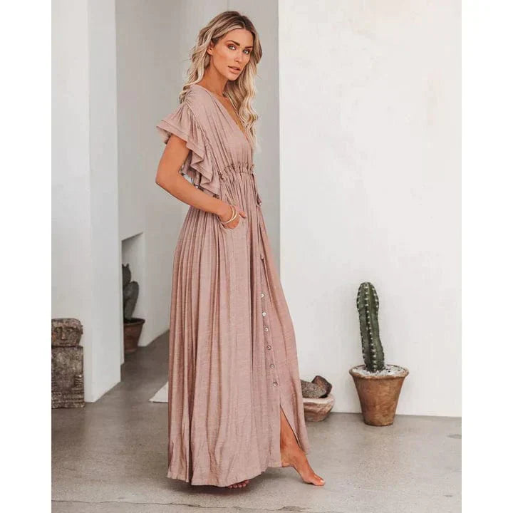 Anne™ | Abito Maxi Color Tortora per Ibiza