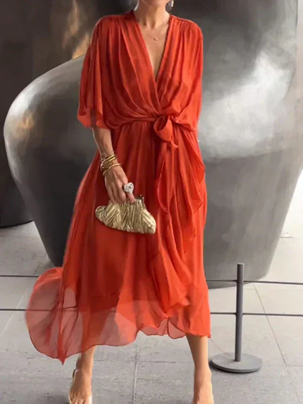GINEVRA™ | Elegante Abito Lungo con Scollo Femminile