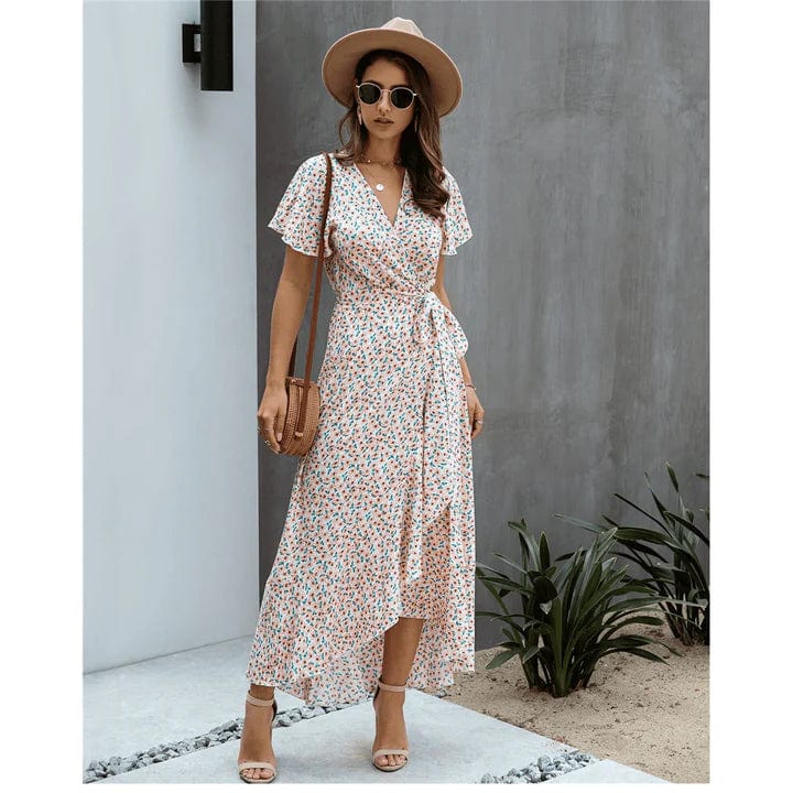 Myrthe™ | Vestito Lungo Stile Ibiza Rosa con Stampa